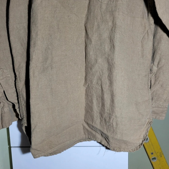 Linen tunic shirt blouse top oversized loose relaxedfit beige oatmeal size small - Picture 3 of 11